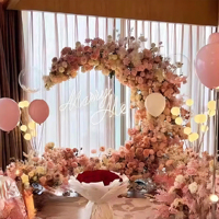 Bunga Artifisial Gaya Bulan Lengkung Pink Biru Hijau untuk Dekorasi Pernikahan Latar Belakang Ornamen Berkualitas Tinggi Perayaan