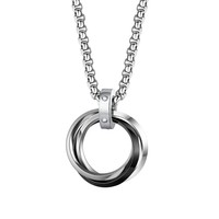 Collier pendentif triple cercle entrelacé en acier inoxydable vintage, cadeau de mode pour couple