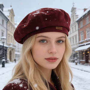 Nuovo Berretto in Denim Versatile Autunno/Inverno, Cappello Marrone Retrò |   Cappello da Pittore Stampato Traspirante ed Elegante in Stile Britannico per Donne - Product Image 5