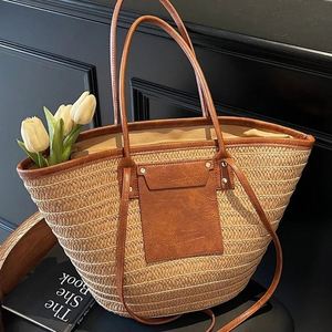 Grands sacs à main en tissage Sac de plage fait à la main Nuage Perle <span class=keywords><strong>Paille</strong></span> tissée Hobo Jute pour fourre-tout en <span class=keywords><strong>cuir</strong></span> Malaysia Mexican Bags Moraccan Marocain - Product Image 2