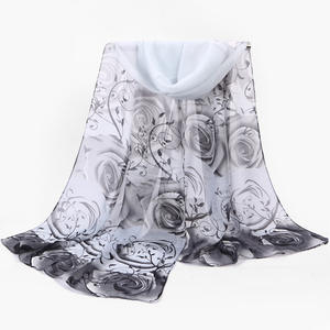 September harga diskon syal sifon cetak mawar kualitas tinggi selendang Islam panjang lembut syal sifon Muslim - Product Image 4