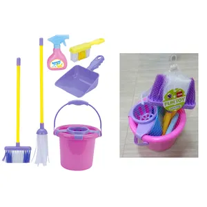 Großhandel Kinder-Spielzeug Plastik Haushalt-Organisator Reinigungswerkzeug-Set für Mädchen