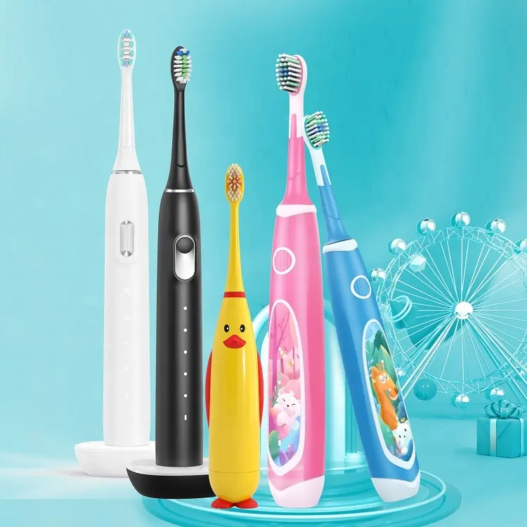 Elektrische Zahnbürsten für Kinder Tragbare süße Cartoon-Weich bürste Elektrische Sonic-Zahnbürste für Kinder mit 2 Stück Ersatz köpfen