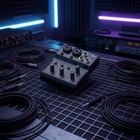 Console de mixage audio 2 canaux avec interface USB, préamplificateur de microphone et alimentation fantôme 48V