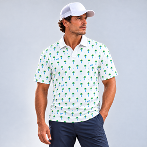 Custom Printed Polo <b>Shirts</b> Short Sleeve Ditsy Print Stay-Right Collar Breathable Casual <b>Party</b> Wear - Product Image 1