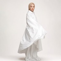 Ensemble de prière Mukena blanc cassé pour femmes, vêtements islamiques modestes
