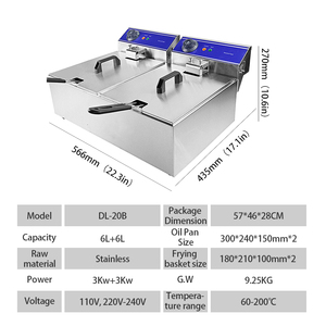 <span class=keywords><strong>Friteuse</strong></span> électrique <span class=keywords><strong>professionnelle</strong></span> sans ventilation à double panier 20B, prix de gros - Product Image 6