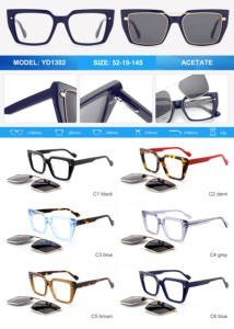 Montures optiques mode en acétate de luxe Lunettes de soleil à pince magnétique Lunettes de soleil magnétiques polarisées de haute qualité - Product Image 3