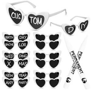 Bachelorette Party <strong>Sunglasses</strong> for Wedding Party Favors DIY Wedding Heart <strong>Sunglasses</strong> with Pen <strong>Personalised</strong> Heart Glasses - Product Image 3