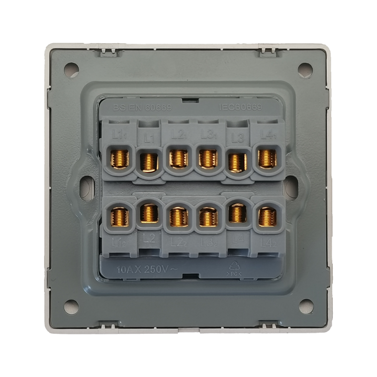 VNX New White Black Gold British Standard 4 Gang 2 Way Modern Light Wall Switches and Sockets Electrical Manufacturer