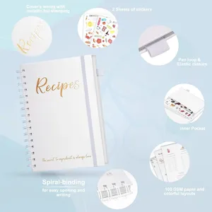 LABON Custom <strong>Recipe</strong> <strong>Book</strong> <strong>to</strong> <strong>Write</strong> <strong>in</strong> Own <strong>Recipes</strong> Spiral Hardcover Blank Personal Family Cookbook Gold Foil Journal - Product Image 6