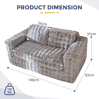 Canapé modulaire en tissu gris au design moderne, particulièrement confortable, avec mousse à mémoire de forme pour salon