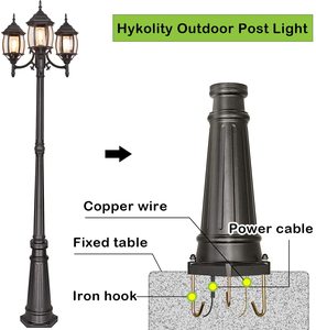 Lampadaire de jardin extérieur en laiton avec abat-jour en verre, luminaire détachable, capteur de mouvement LED, lumière blanc chaud 2700K, AC 220V, IP66 - Product Image 4