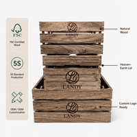 Caisse en bois rustique haut de gamme avec logo personnalisé, emballage en caisses superposables, présentoir en bois pour la vente au détail, décoration intérieure, coffret cadeau