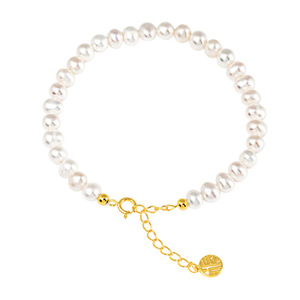 กำไลข้อมือไข่มุก S925สเตอริงคลาสสิกสำหรับผู้หญิงสร้อยข้อมือแบบทำมือเครื่องประดับแฟชั่นแบบเรียบง่าย - Product Image 1