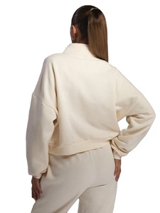 Personnalisé Automne Hiver Femmes Col Entonnoir Demi Zip Sweat Femmes Solide <span class=keywords><strong>Beige</strong></span> Couleur Casual Sportswear Ensembles - Product Image 3