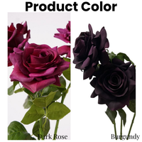 Hochwertige Künstliche Realistische Rosen mit Großem Blütenkopf, Dunkelrote Kunstblumen für Herbstdekorationen und Hochzeitsarrangements