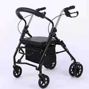 Lightweight <b>Folding</b> <b>Walker</b> with Comfortable Seat and Wheels for Rehabilitation Therapy and Mobility Support - Product Image 1