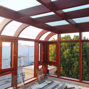 Véranda en aluminium et bois à double vitrage Low-E, toit transparent pour villa, design contemporain - Product Image 3