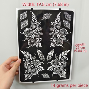 Pochoirs de tatouage temporaire personnalisés en PVC, motifs floraux, henné, autocollants non toxiques - Product Image 6