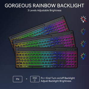 Ensemble clavier et souris sans fil 2,4 G avec rétroéclairage RGB, rechargeable, pour ordinateur, Mac, ordinateur portable - Product Image 2