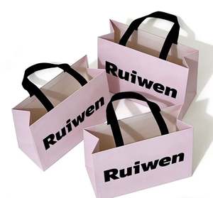 Bolsas de Papel de Lujo Personalizadas al por Mayor con Asa de Listón, Bolsas de Regalo Rosas con su Propio Logotipo - Product Image 1