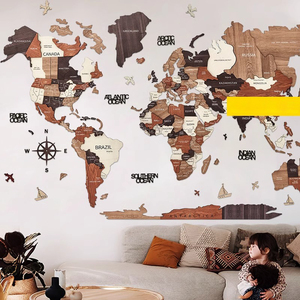 <span class=keywords><strong>Carte</strong></span> du monde en bois 3D Art grand décor mural Art mural pour la maison et la cuisine ou le bureau avec 3 options de taille différentes - Product Image 3