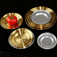 Plato Retro de Acero Inoxidable Dorado, Plato para Pasta Estilo Occidental, Plato para Postres, Plato para Aperitivos, Plato para Camarones Panlong