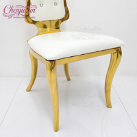 Chaises et tables de banquet de luxe modernes en métal doré brillant pour événements hôteliers et fêtes en plein air – Vente en gros
