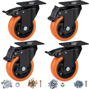 100kg Orange Gold Diamond Industrial Wanxiang Wheel Merchant Super Display Frame Casters 4 Inches