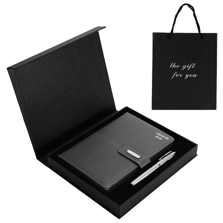 Unique design notebook gift suit executive promotional cheap notebook gift set box free custom baby set gift