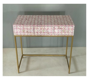 Nouvelle arrivée, table basse décorative extensible en os incrusté rose, petite table centrale à prix de gros - Product Image 1