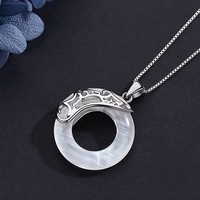 Collier de Couple de Style chinois femme amoureux homme pendentif piscine de Lotus pour hommes par Moonlight Dragon & Phoenix Antique