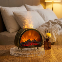 Diffuseur d'arômes ultrasonique rétro avec effet cheminée, veilleuse 7 couleurs, humidificateur d'huiles essentielles de bureau avec télécommande et minuterie pour la décoration intérieure