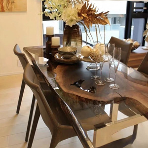 <span class=keywords><strong>Mesa</strong></span> de Comedor de Madera de Nogal Sudamericano con Resina Epoxi Transparente, Diseño Moderno e Innovador <span class=keywords><strong>Pioneer</strong></span> River - Product Image 5