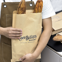 Sac en papier personnalisé pour baguette, bretzel, boulangerie, sac biodégradable pour bagel, croissant, sac en papier kraft brun et blanc pour l'emballage du pain