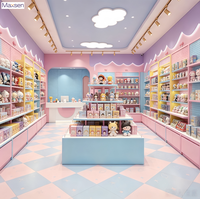 Vitrine d'îlot commerciale tendance à éclairage LED pour magasin de jouets, comptoir de présentation ouvert multi-niveaux, armoire de rangement pour magasins de poupées