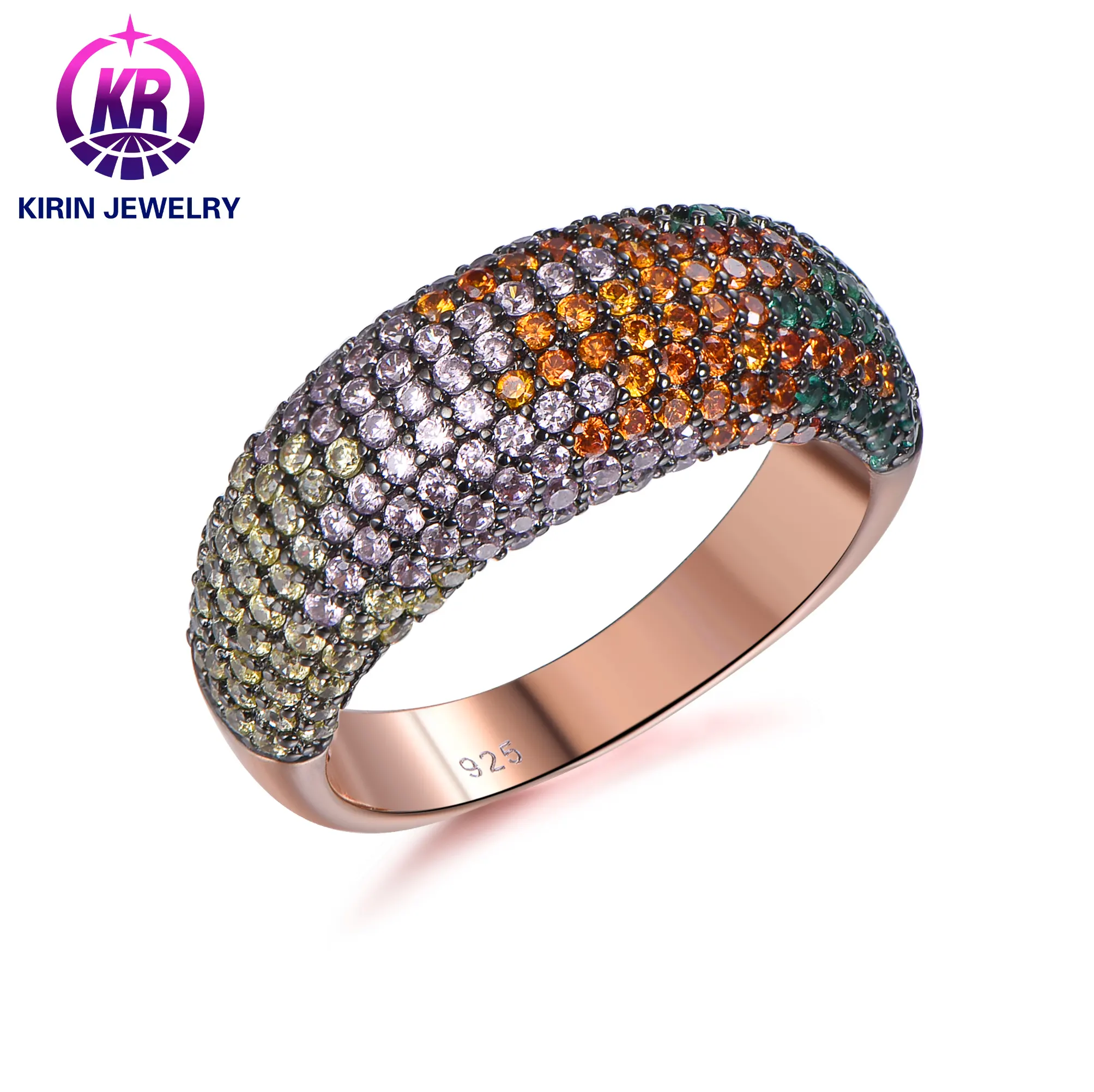 Hiphop Rock Style 925 Sterling Silber Roségold Schmuck Ring Moissan ite Edelstein Pflaster Einstellung Verlobung ringe