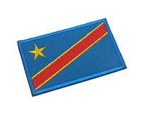 Ventes chaudes d'usine : Écussons brodés du drapeau du Congo de haute qualité, personnalisables à coller sur sacs et casquettes