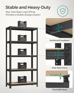 Étagère industrielle en acier sans boulons à 5 niveaux, épaisseur personnalisée, MDF, étagère de stockage d'entrepôt, certifiée FSC, étagère légère, unité métallique - Product Image 3