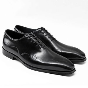 Nouvelles chaussures Oxford formelles pour hommes, en cuir artisanal, élégantes, gravées, pour mariage, chaussures Derby en cuir de vachette pour le marié - Product Image 6