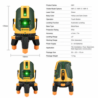Niveau laser vert industriel Weifeng série AM1 à fixation murale, base métallique, auto-nivelant, IP54, précision 1 mm pour carrelage, sol et mur