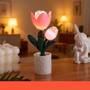 Lampada Notturna <span class=keywords><strong>a</strong></span> Forma di Tulipano, Luce da Lettura e Decorazione per Camera da Letto, Regalo per Amici e Festa della Mamma - Product Image 4