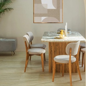 Table de salle à manger résistante aux intempéries pour jardin, patio et terrasse de villa, zones de <span class=keywords><strong>repas</strong></span> en plein air avec structure en teck - Product Image 5