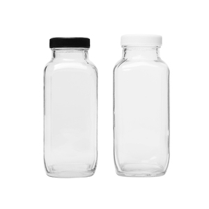 Vente en gros Bouteilles de jus vides en verre carrées de 4oz 6oz 8oz 12oz 16oz avec couvercles - Product Image 2