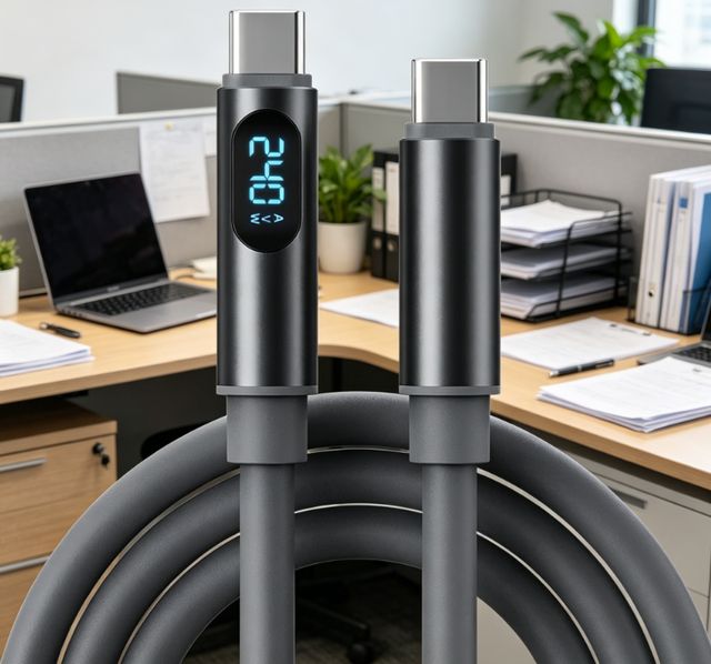 240W USB C to USB C PD Fast Charging Cable With LED Display Super Fast Charging Data Cable