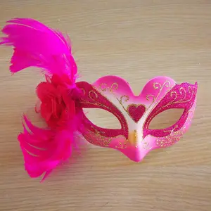 Half face lady feather ball maskss Halloween children maskss Plastic party European and US idea