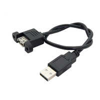 Kustom kualitas tinggi USB laki-laki ke perempuan dengan sekrup pemasangan kabel Panel USB Tipe A kabel ekstensi adaptor