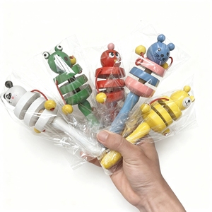 Juguete de madera para bebés recién nacidos, sonajero de animales de madera al por mayor, con 3 discos de madera y cuentas, para agarrar y estimular. - Product Image 2