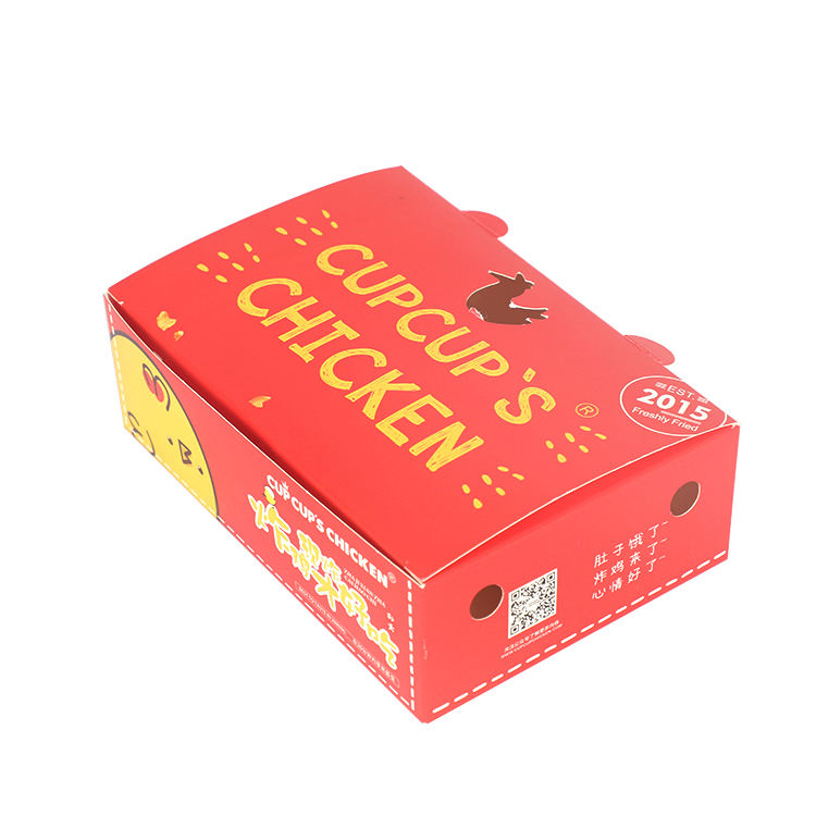 Wholesale restaurant use fried chicken fast food carton takeaway box portable disposable paper box